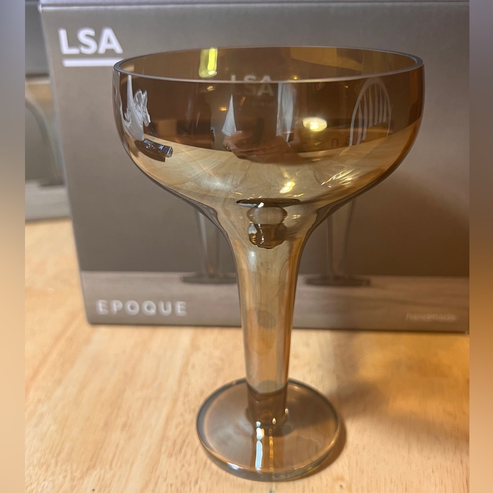 LSA Epoque Amber Champagne Saucer 5oz Set of 2 BNIB